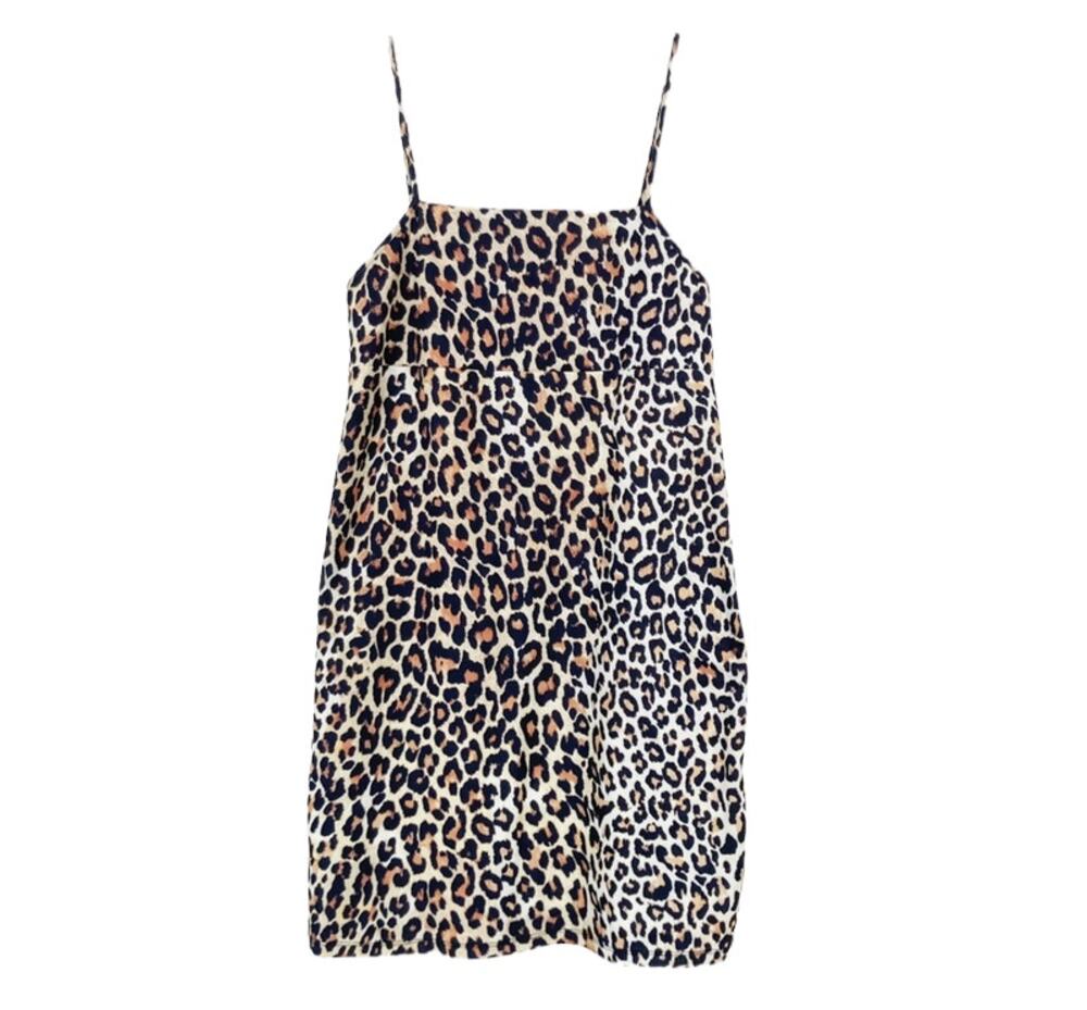 Zara Trafaluc Leopard Print Spaghetti Strap Mini Dress Sz S